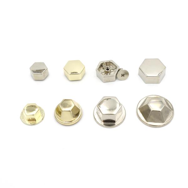 Light Gold Zinc Alloy Rivet Flat Hex Head Rivets 12mm With Screw