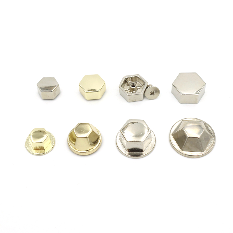 Light Gold Zinc Alloy Rivet Flat Hex Head Rivets 12mm With Screw