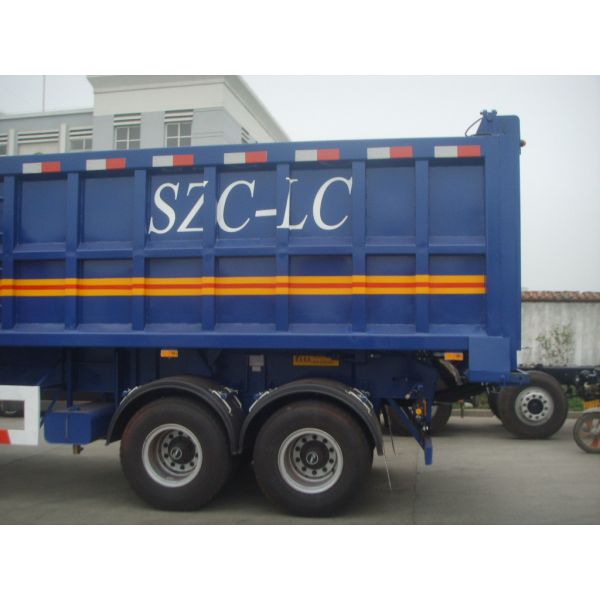 Hydraulic Cylinder Heavy Duty Dump Truck Trailer 3 Axles For Sand Stone Transportion
