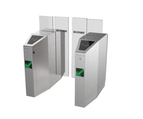 Torniquete corredizo de vidrio con lector de tarjetas de 40W y 550mm de ancho
