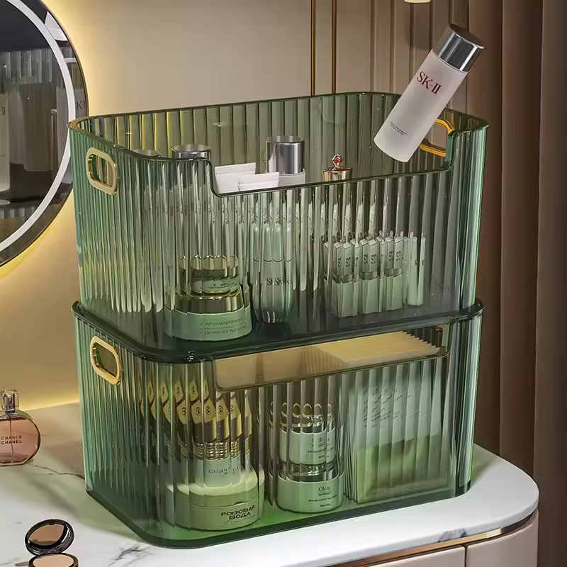 Clear Desktop Makeup Organizer Skincare Jewelry Storage Display Case