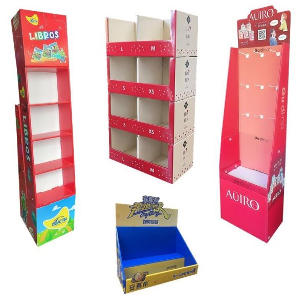 Custom Corrugated Cardboard Display Racks For Supermarket Promotional Paper Shelves