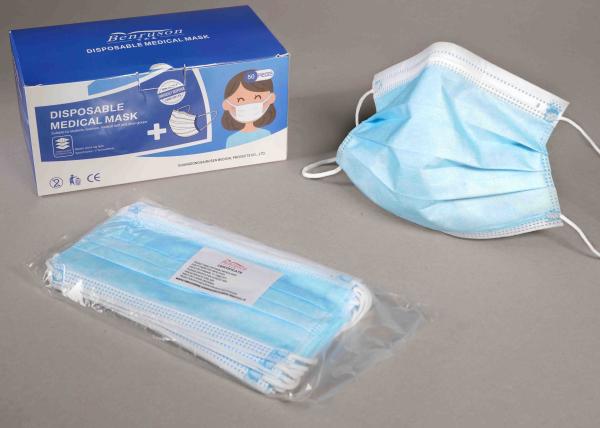 Breathable 3 Ply Face Mask / Elastic Earloop Hygiene Face Mask 50pcs / Box