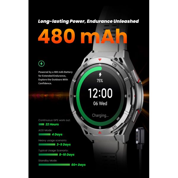 Eraysun Factory Fashion Sports Smartwatch 480Mah GPS Sport HD Call Compass Altitude Waterproof Health Wireless Smart Watches