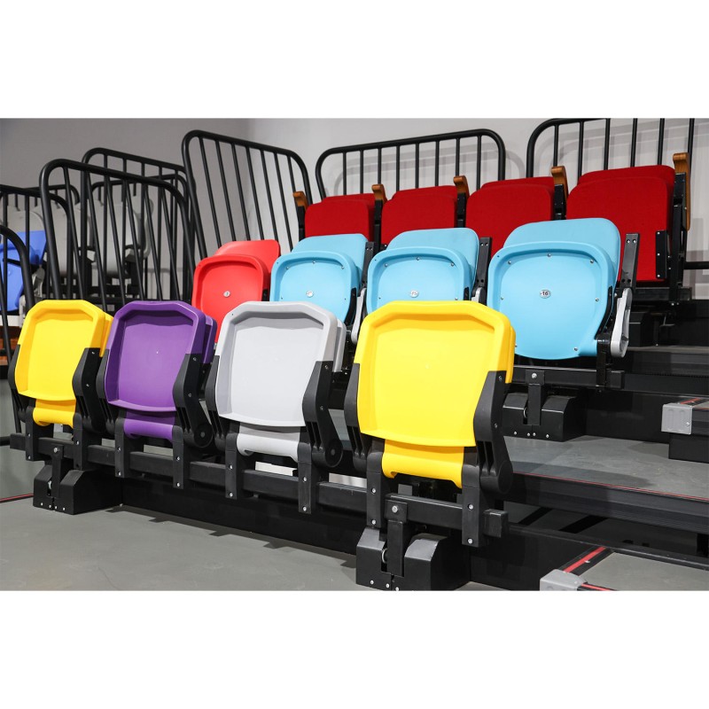 Retractable Grandstand Seating with Foldable Backrests - Durable HDPE Material and Customizable Options for Indoor Sports Arenas