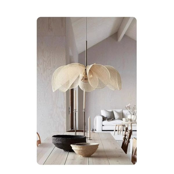 French Fabric Ceiling Pendant Lights Japanese Wabi Sabi Flower Chandelier (WH-VP-306)
