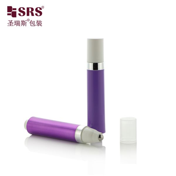AY-10ml Wholesale Glossy White Roller Bottle with Clear Cap Metal Ball with Silkscreen Printing for Eye Cream