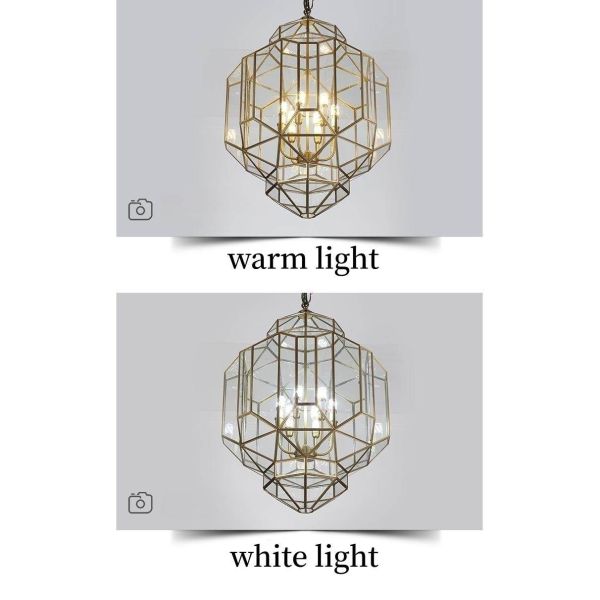 All Copper Simple Glass Entry Pendant Light New Chinese Creative For Staircase Corridor Restaurant Villa