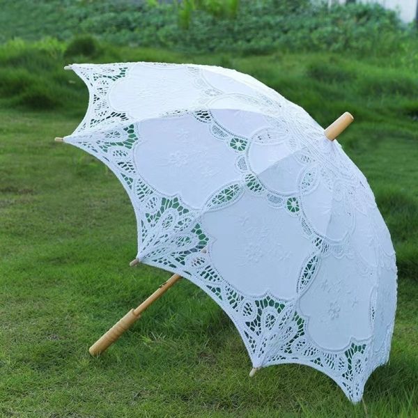 Customized Logo White Lace Wedding Umbrella for Fashionable Wedding Favors and Gifts