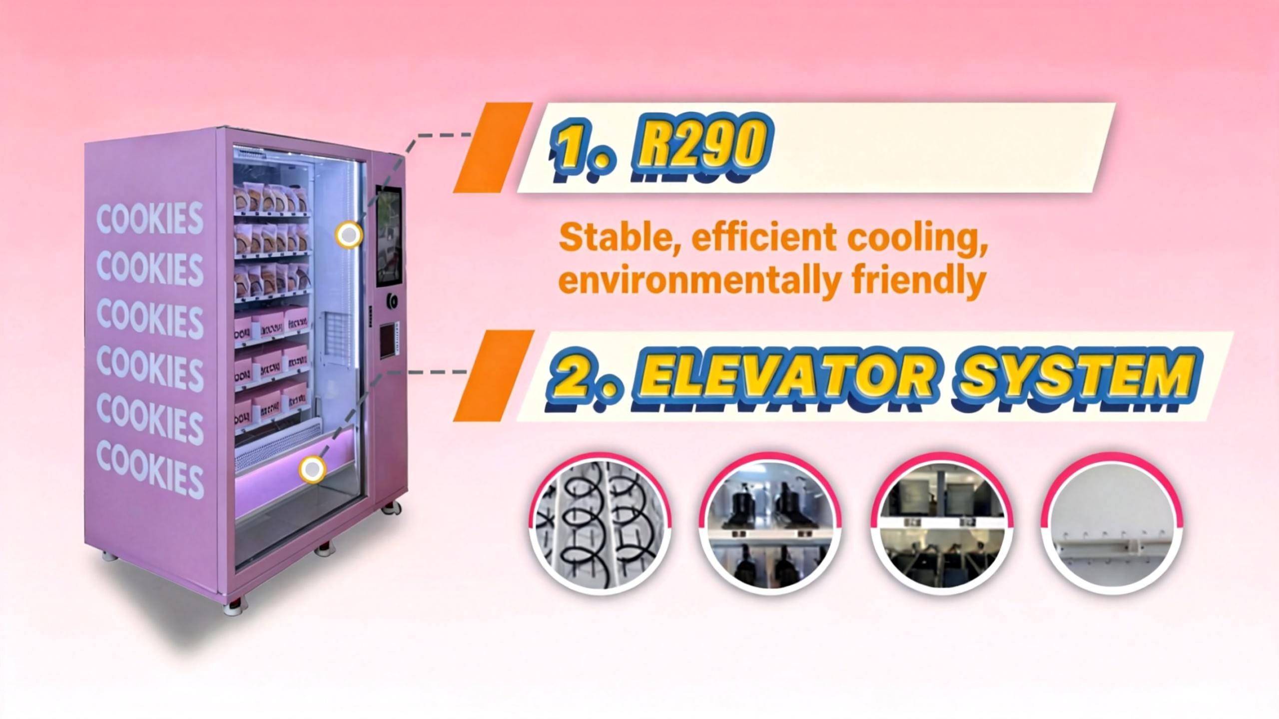 WEIMI Big Capacity Cookie Vending Machine With Elevator for Cookie & Bread Shop Owner