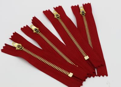 Red Tape Pants Leather Jacket Gold Zipper , Polyester Tape Two Way Separating Zipper