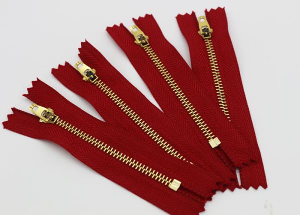 Red Tape Pants Leather Jacket Gold Zipper , Polyester Tape Two Way Separating Zipper