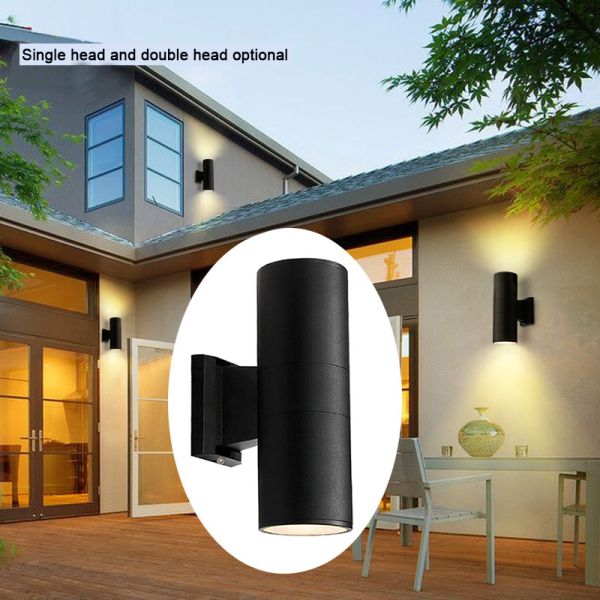 Outdoor Wall Mounted LED Lamps AC85V-220V 5W*2 COB Aluminum Black