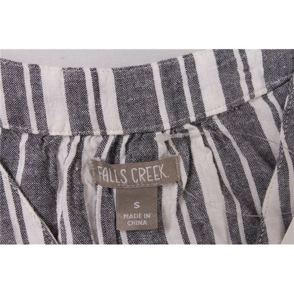 Summer Vertical Striped Women'S V Neck Vest 55% Linen 45% Rayon