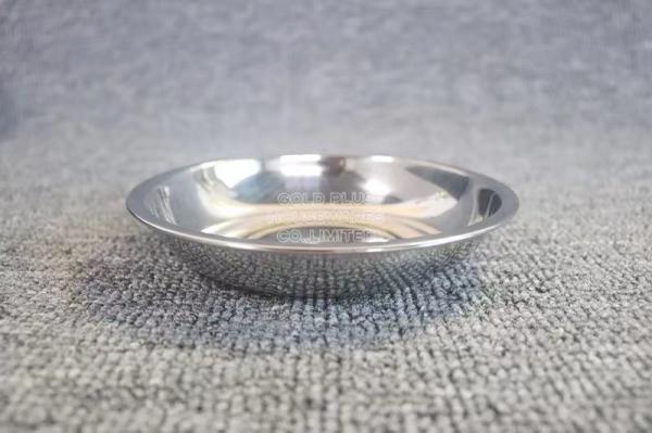 Hot selling snack dish small dipping dish soy sauce plate round silver buffet sushi appetizer food dish