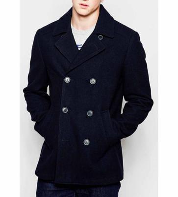 Plain Bulk Mens Flight Jacket With Functional Pockets Wool / Polyester Double Breasted