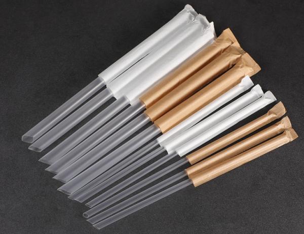 Wrapped Biodegradable Plastic Straws Individually Compostable PLA Drinking