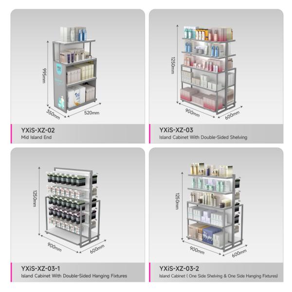 Facial Mask Combination Cabinet White Wooden Display Rack For Cosmetic Store Decoration And Retail Store Design