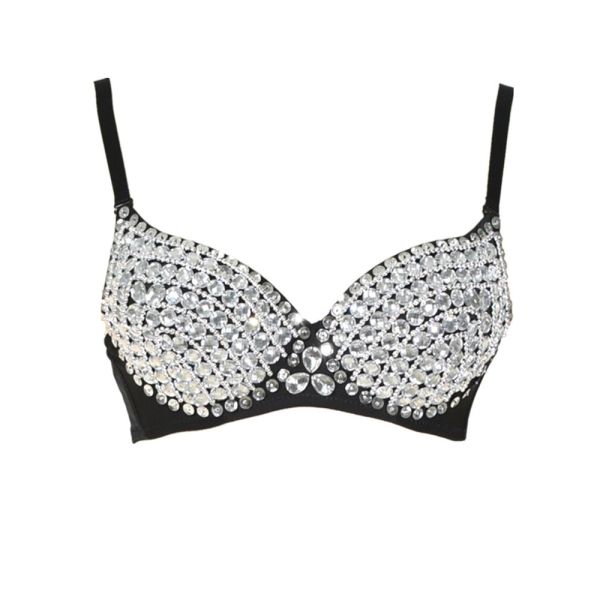 Unique Sexy Night Club Clothes Full Coverage Bras With Spikes , Ladies Club Wear Silver Studded Bra