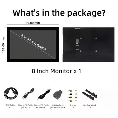 Compact 8 Inch HDMI Display 1280x800 Capacitive Touch Screen With 5 Point Multi Touch