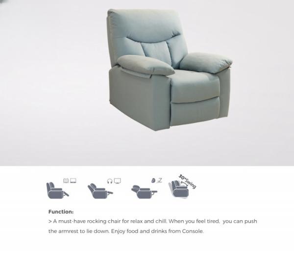 Tech Fabric Mobiliário de sala de estar Power Leather Recliner Sofa Set Grey