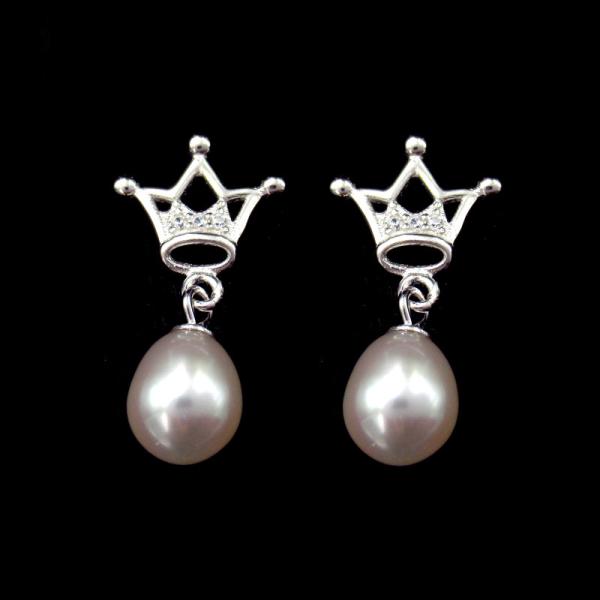 925 brincos de prata simples da pérola/brincos do candelabro da pérola forma do diamante