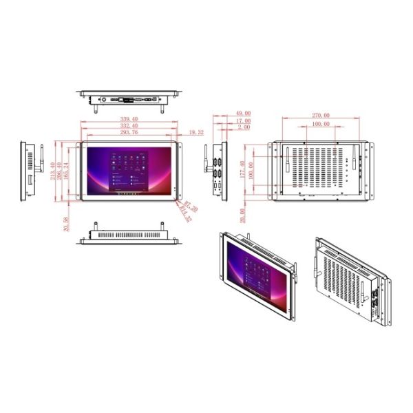 13.3-Inch Windows Industrial Display for Logistics Systems, Security Surveillance, Energy Monitoring, and Corporate Workspaces