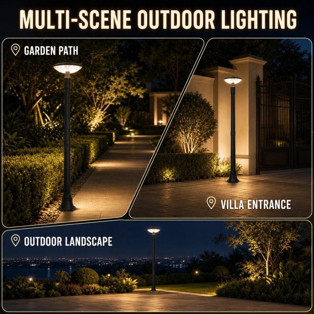Single Head Solar Estate Lamp Post Garden Lights 5W For Villas Driveways And Garden Paths