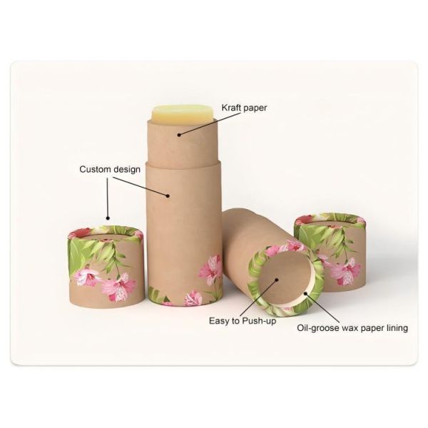 Customized fragrance deodorizing solid container rotating paper tube box, press-type lip balm stick packaging