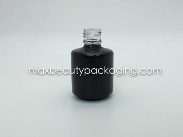 hot sale thick and strong powder coating gel bottle 15ml shiny black round shape gel polish bottle nail polish packaging