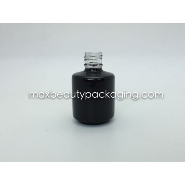 hot sale thick and strong powder coating gel bottle 15ml shiny black round shape gel polish bottle nail polish packaging