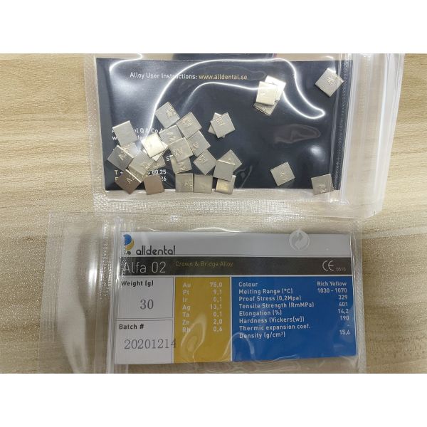Audental A75 Noble Alloy HIGH NOBL Yellow Au75% for Crown Bridge Restorations