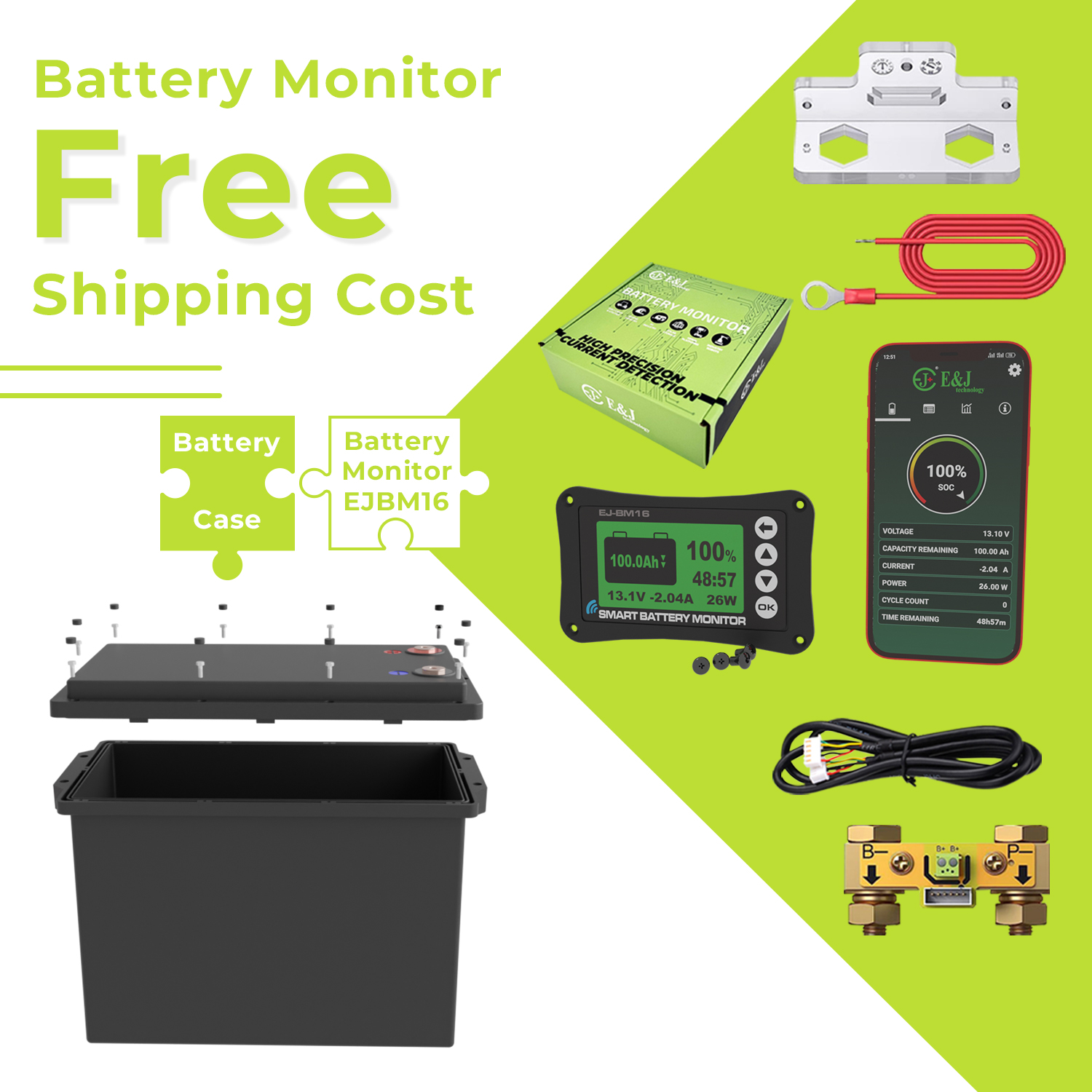 12V 24V 48V Smart Shunt Battery Monitor 75A 150A 500A For Solar RV Battery Pack