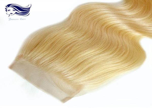 O cabelo brasileiro da onda do corpo do fechamento da parte superior do laço de Remy do louro livra o estilo