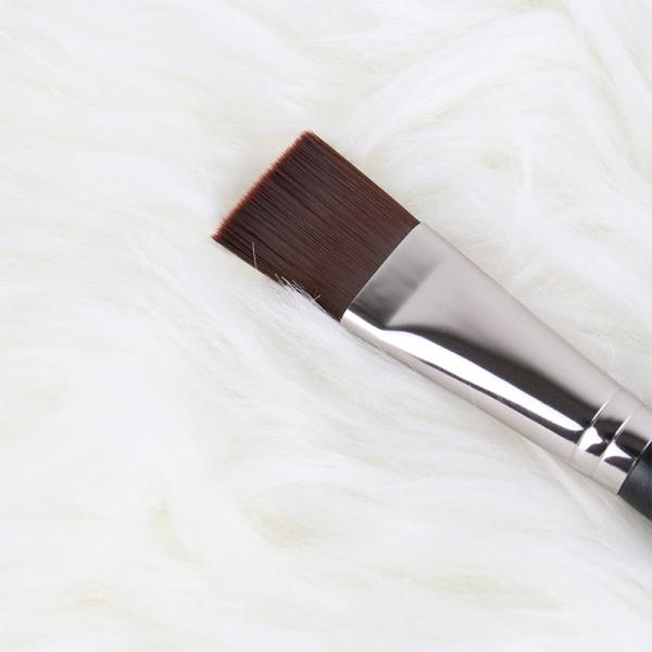 Flat Single Makeup Brush For Foundation And Mask Black Synthetic Hair