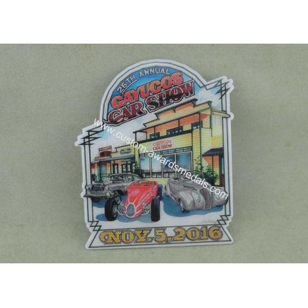 Brass Stamped Soft Magnet Fridge Souvenir Badge , Customized Metal Car Emblem