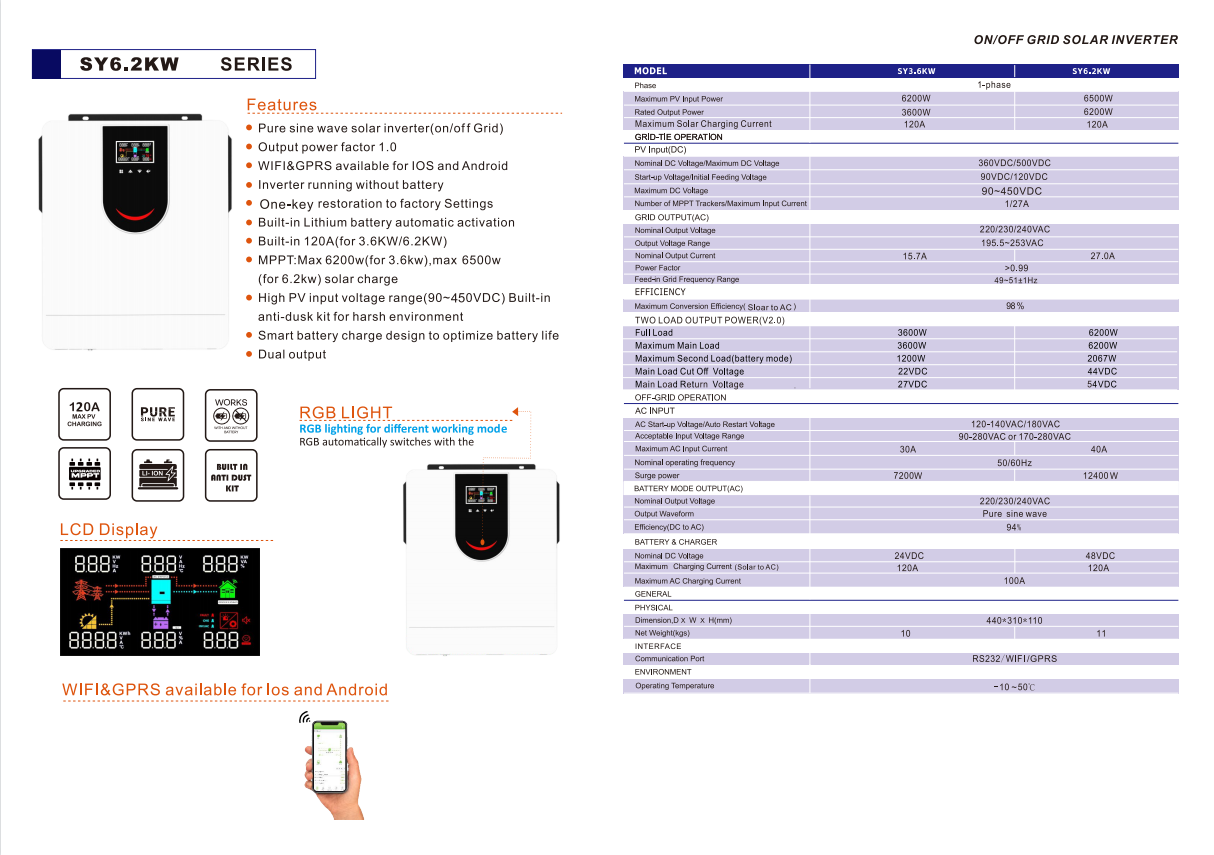 Hybrid Solar Inverter 10Kw With Lithium Battery 5Kva Solar Hybrid Inverter Price Pakistan 12V 120/240V Solar Inverter