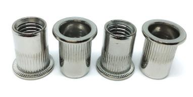 Flat Head Kunrled Body Rivet Nuts, M8 Carbon Steel ,Blue Zinc Plated,Coarse Thread