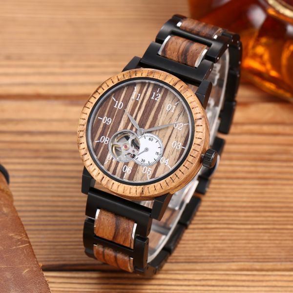Дозор черного дерева цифров деревянный с дозором светлой даты хронографа бамбуковым деревянным