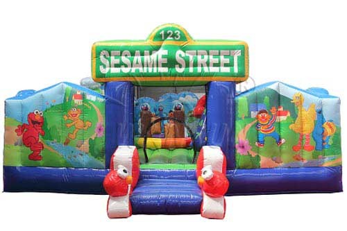 Sesame Street Inflatable Bounce House , Commercial Inflatable Bouncer