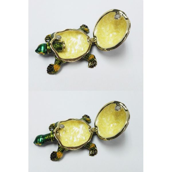 Lucky jeweled trinket boxes green  turtle trinket box metal  turtle jewelry box