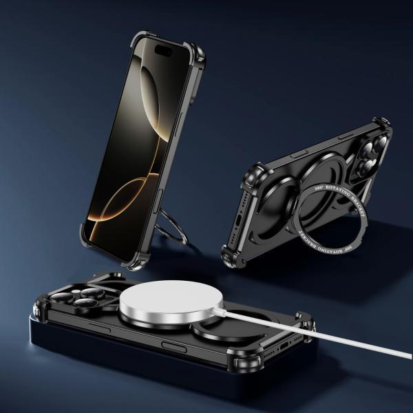 Apple 16 Mobile Phone Case Metal Magnetic IPhone17 Borderless 360 Degree Rotating Bracket 15p Full Cover Protective Cover