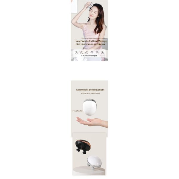 White ABS Plastic Electric Relaxation Massager Vibrating Hair Scalp Massage Machine OEM