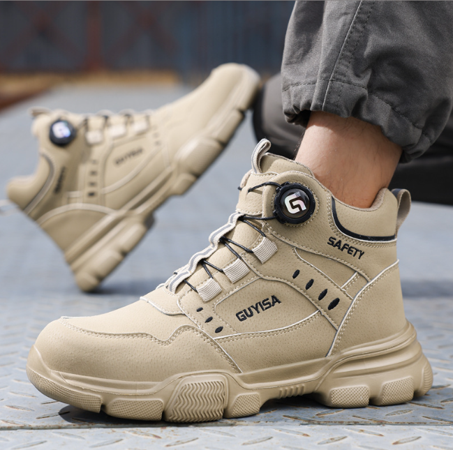 Breathable Work Safety Shoes for Men and Women Anti-Puncture Anti-Smash Lightweight Steel Toe Smart Buckle Summer Work Shoes