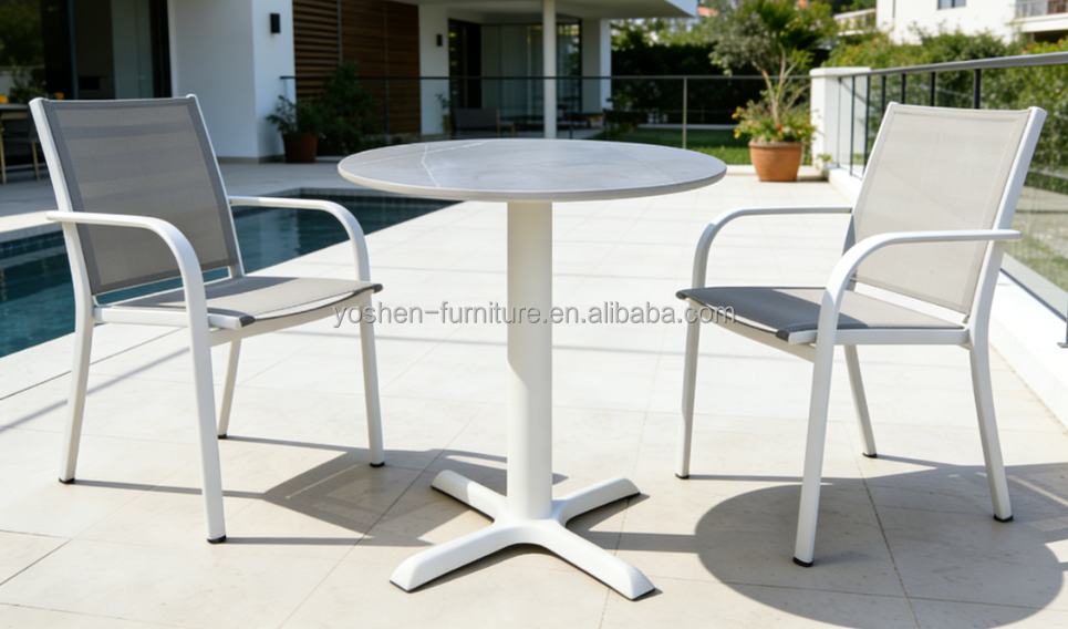 Round Sintered Stone Contemporary Outdoor Dining Tables for Events Parties Hotels Parks & Gyms-Yoshen YS8321