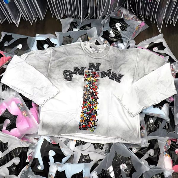 Custom Embroidered Patch Mens Long Sleeve Summer Shirts Cropped Long Sleeve Tee