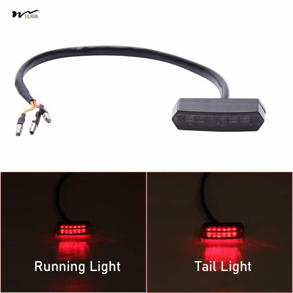Electric Bike Mini Tail Light in Black with LED Blinker and License Plate Light Yellow