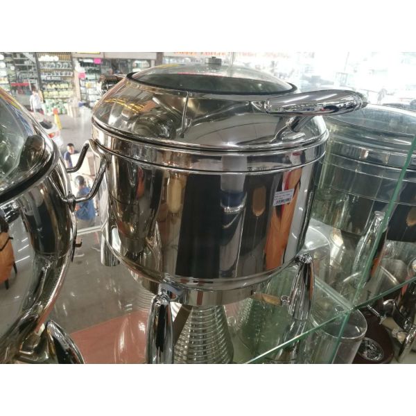 Golpee el calentador de la sopa de Roung de los Cookwares del acero inoxidable de las mercancías con la ventana de cristal/la tapa 10Ltr