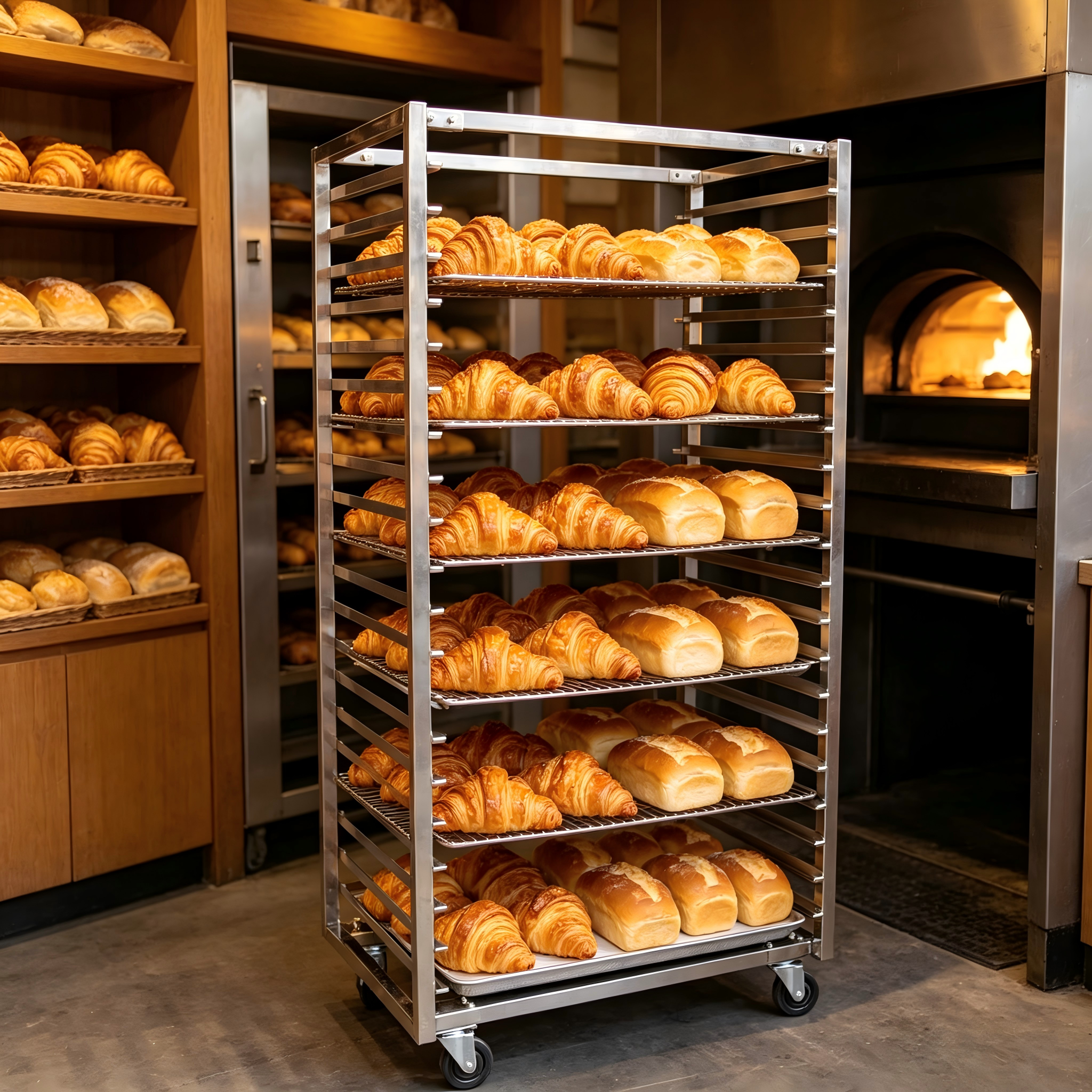 High Temperature Resistant 304 Stainless Steel Tray Trolley 18 Tier for Oven Blast Freezer Cold Room