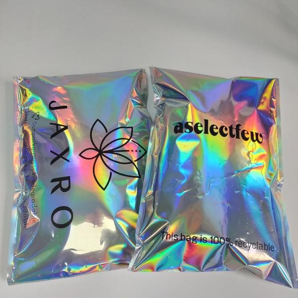 Holographic Metallic Foil Mailer Glitter Mailing Shipping Bags Metallic Rainbow Foil Self-Sealing Envelopes Courier